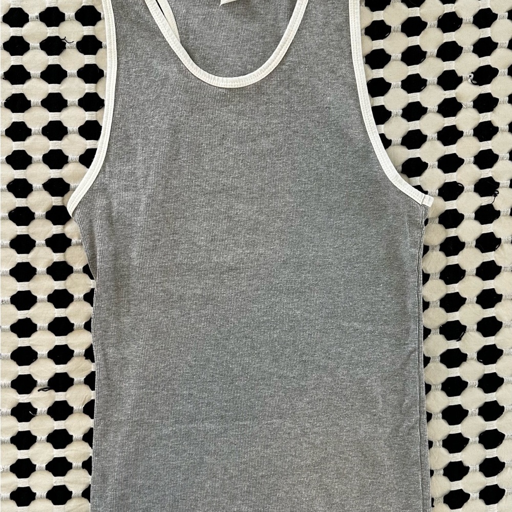 Gray Tank Top with White Trim